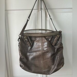 ANTONIO MELANI Brown Crocodile-Embossed Shoulder Bag